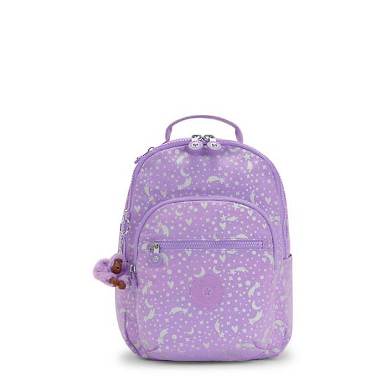 Kipling Seoul Small Printed Tablet Backpacks Galaxy Metallic | AU 1613VR